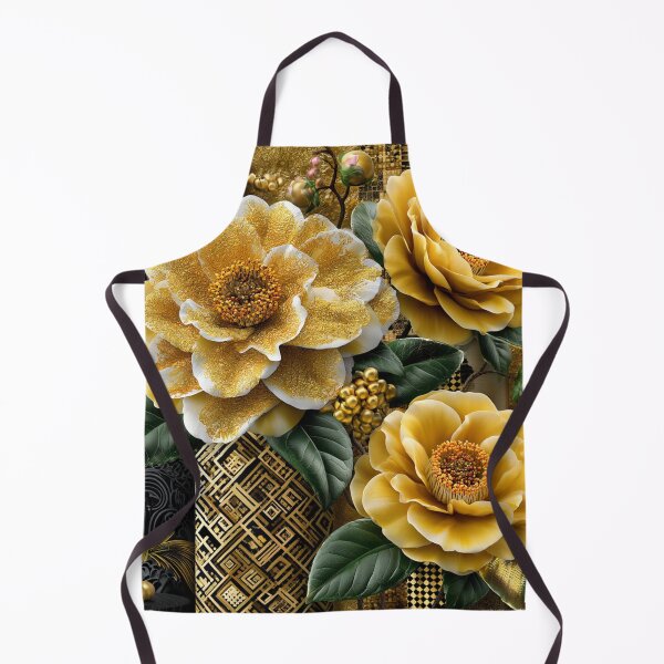 Item preview, Golden Camellia Noir – Klimt-Inspired Luxury Floral Art designed and sold by VelvetThornsArt.