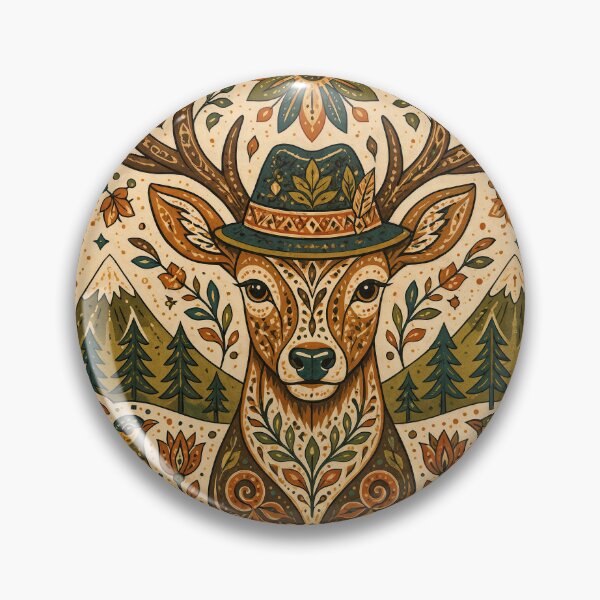 Item preview, Wall Art - Postcard - FOLK ART - Folk Deer Harmony – Nature’s Ornament designed and sold by ForeverPrintsOK.
