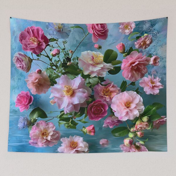 Item preview, Dreamlike Camellia Symphony – Chagall-Inspired Floral Fantasy designed and sold by VelvetThornsArt.