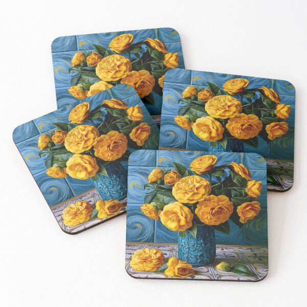 Item preview, Van Gogh Camellia Dreams – Golden Impressionist Floral Art designed and sold by VelvetThornsArt.