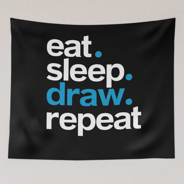Item preview, Eat Sleep Draw Repeat Text designed and sold by SiarheiYur.