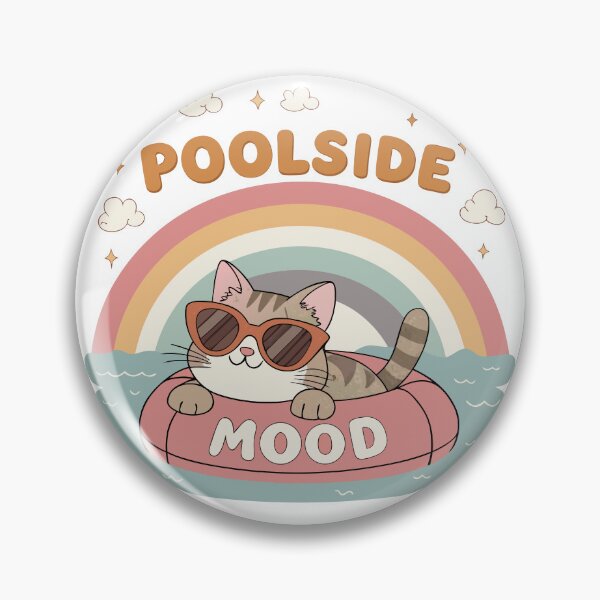 Item preview, Retro Poolside Mood Tabby Cat Wearing Sunglasses Floating in Inner Tube Art designed and sold by Ahmed-khafagy.