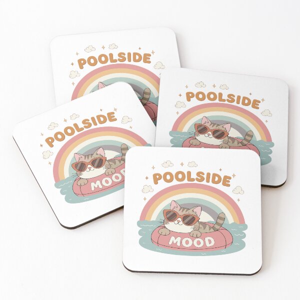 Item preview, Retro Poolside Mood Tabby Cat Wearing Sunglasses Floating in Inner Tube Art designed and sold by Ahmed-khafagy.