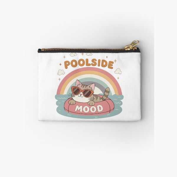 Item preview, Retro Poolside Mood Tabby Cat Wearing Sunglasses Floating in Inner Tube Art designed and sold by Ahmed-khafagy.