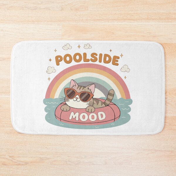 Item preview, Retro Poolside Mood Tabby Cat Wearing Sunglasses Floating in Inner Tube Art designed and sold by Ahmed-khafagy.