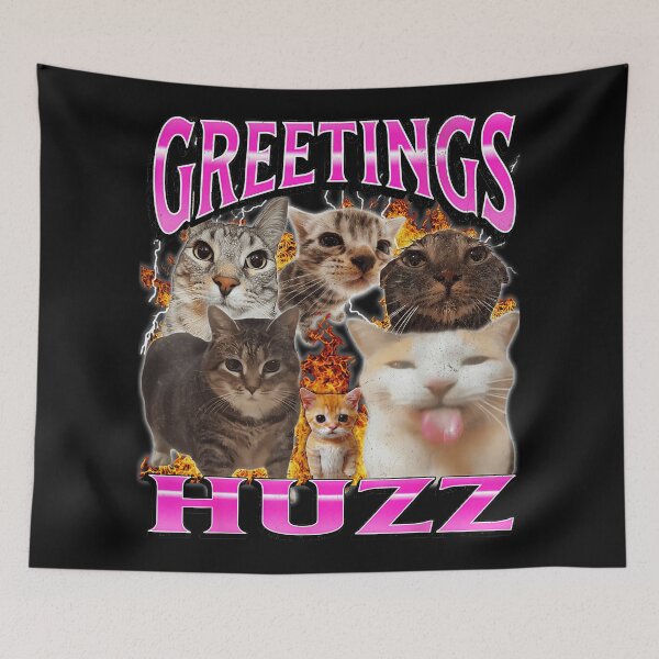 Item preview, Greetings Huzz Funny Cat Meme Kitten Feline Pet Lover designed and sold by SanTiOmal.