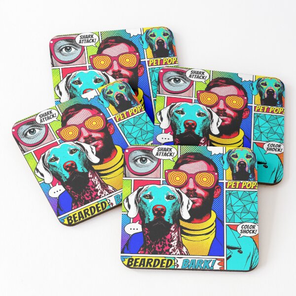 Item preview, Pop art graphic of a man with glasses and a dog, portrait of a colorful festival designed and sold by G-M-Designs.