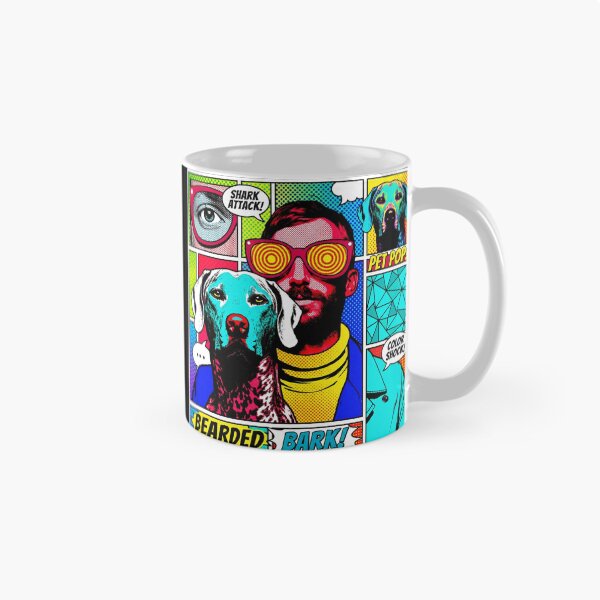 Item preview, Pop art graphic of a man with glasses and a dog, portrait of a colorful festival designed and sold by G-M-Designs.