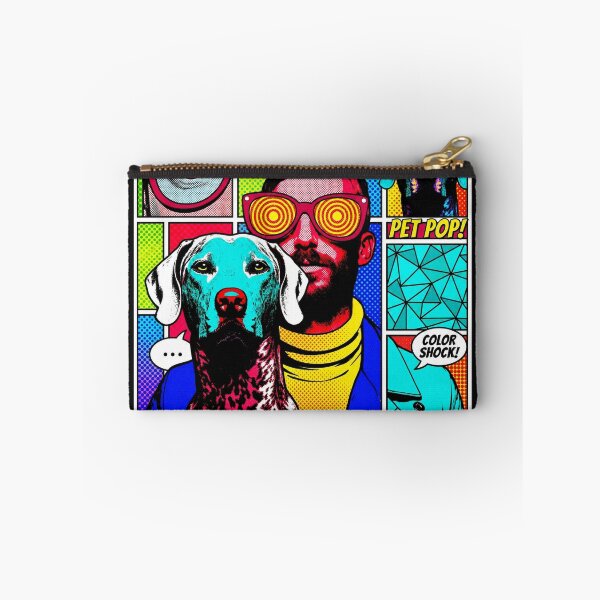 Item preview, Pop art graphic of a man with glasses and a dog, portrait of a colorful festival designed and sold by G-M-Designs.
