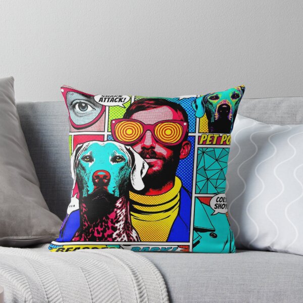 Item preview, Pop art graphic of a man with glasses and a dog, portrait of a colorful festival designed and sold by G-M-Designs.