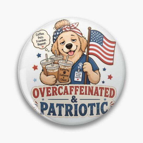 Item preview, Overcaffeinated & Patriotic Vet Sticker | Funny Veterinary Coffee Dog designed and sold by Bettybee00.