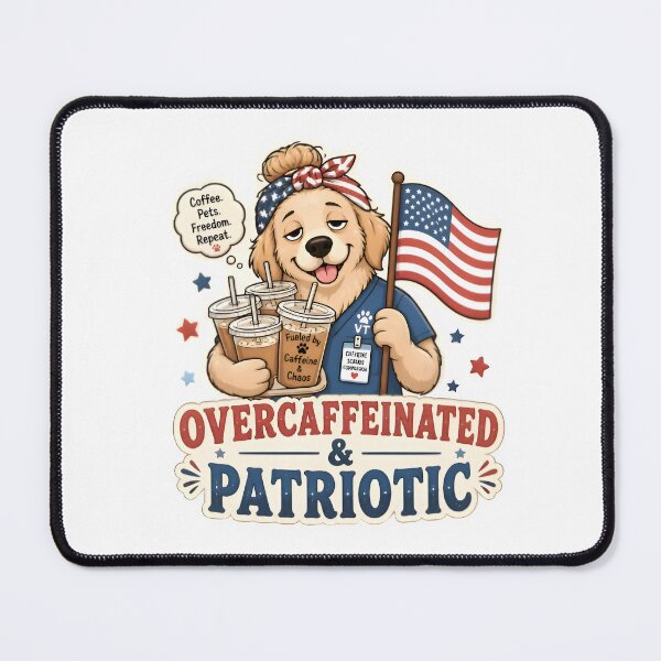 Item preview, Overcaffeinated & Patriotic Vet Sticker | Funny Veterinary Coffee Dog designed and sold by Bettybee00.