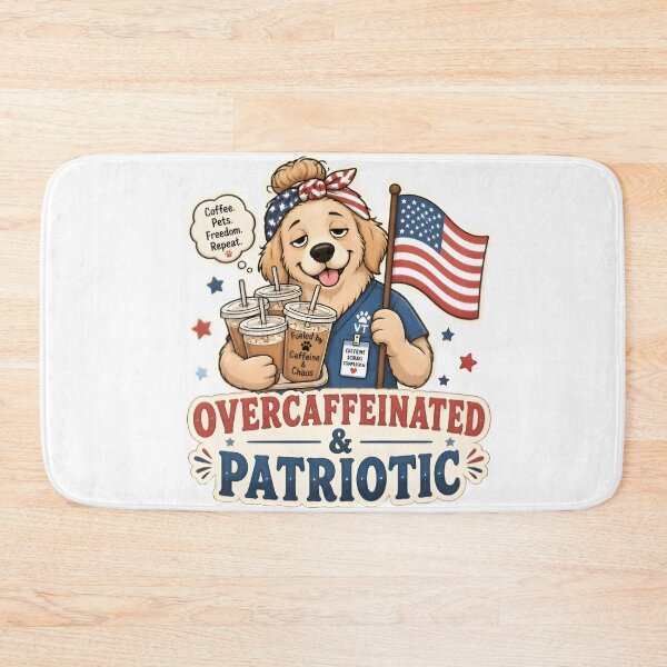 Item preview, Overcaffeinated & Patriotic Vet Sticker | Funny Veterinary Coffee Dog designed and sold by Bettybee00.