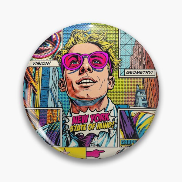 Item preview, Pop art graphic of a man with glasses and messy hair, portrait of a colorful festival designed and sold by G-M-Designs.