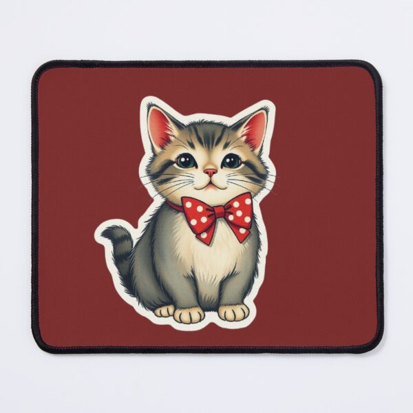Item preview, Kitten sticker with a vintage red butterfly! designed and sold by Tama-sirth.