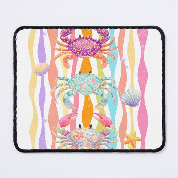 Item preview, Colorful Pastel Crabs and Sea Shells Retro Graphic designed and sold by InfiniteOrbit.