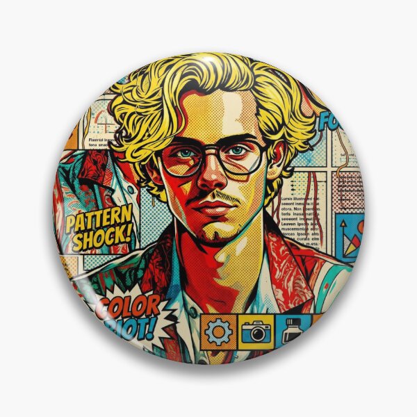 Item preview, Pop art graphic of a man with glasses and blond hair, portrait, colorful festival designed and sold by G-M-Designs.