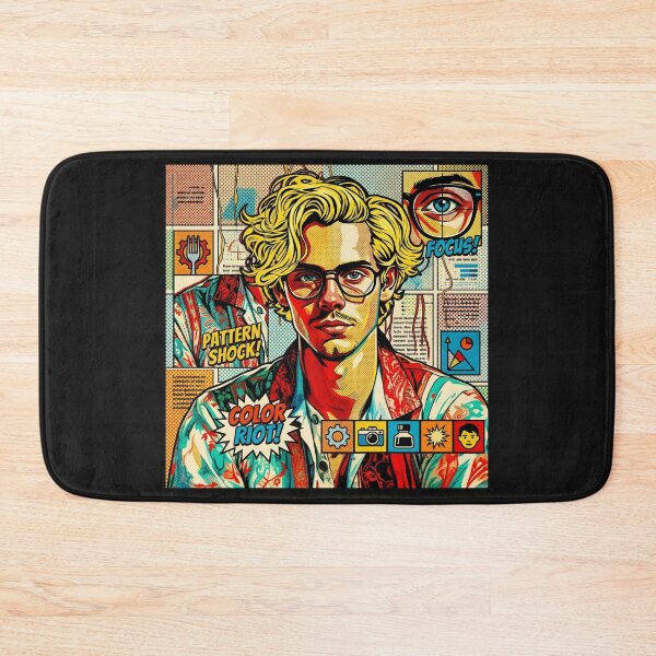Item preview, Pop art graphic of a man with glasses and blond hair, portrait, colorful festival designed and sold by G-M-Designs.