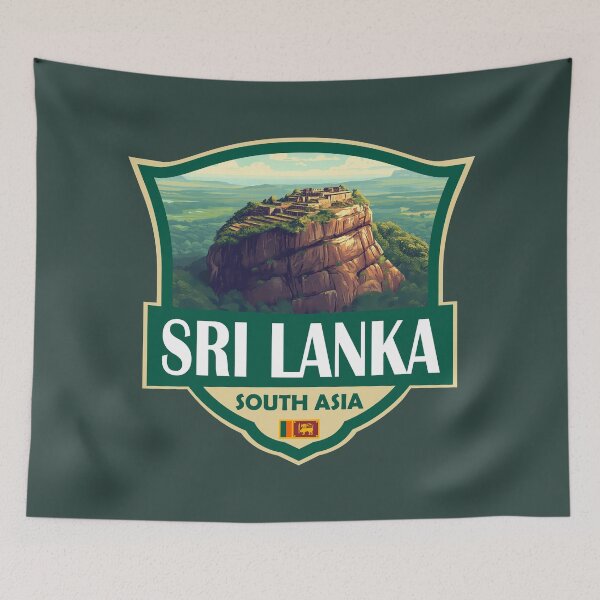 Item preview, Sri Lanka Illustration Retro Badge designed and sold by KrisSidDesigns.
