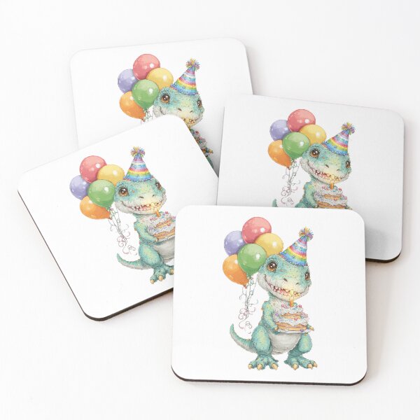 Item preview, Cute Green T-Rex Birthday Dinosaur with Cake designed and sold by Tronstell.