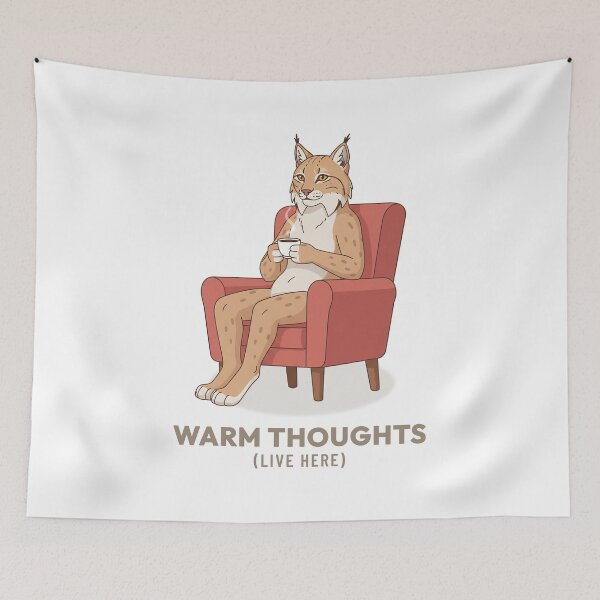 Item preview, Vintage Lynx Drinking Coffee Slow Living Illustration designed and sold by Cozy Vintage Animal.