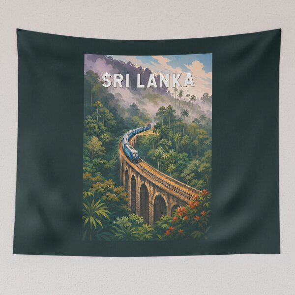Item preview, Sri Lanka Train Illustration Travel Art Vintage designed and sold by KrisSidDesigns.