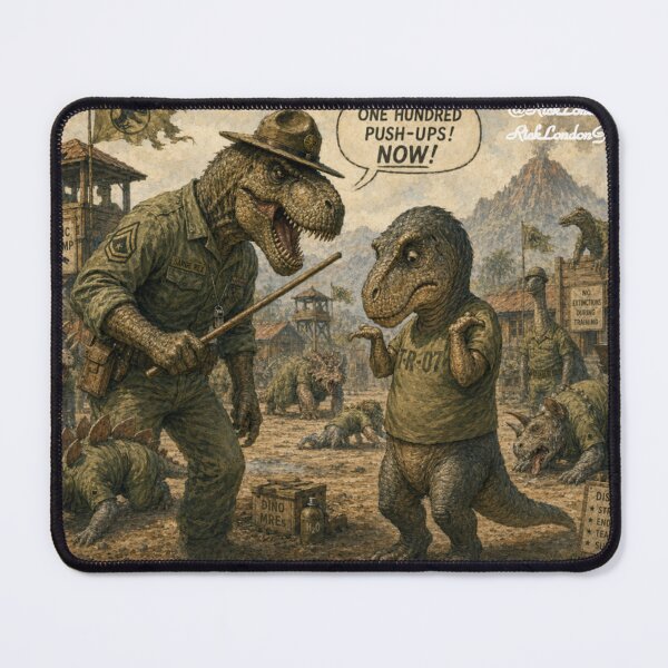 Item preview, Prehistoric Boot Camp – T‑Rex Drill Sergeant Cartoon designed and sold by Rick London Gifts.