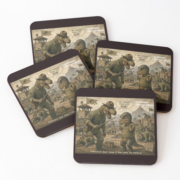 Item preview, Prehistoric Boot Camp – T‑Rex Drill Sergeant Cartoon designed and sold by Rick London Gifts.