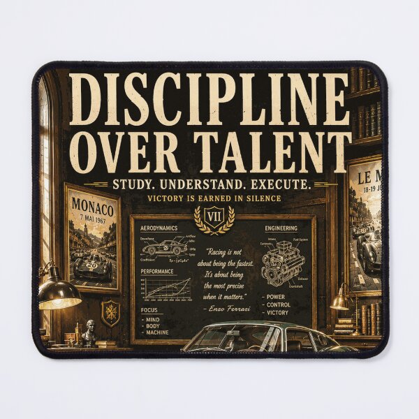 Item preview, Discipline Over Talent Dark Academia Motorsport Vintage Racing designed and sold by Dusk & Dawn Apparel.
