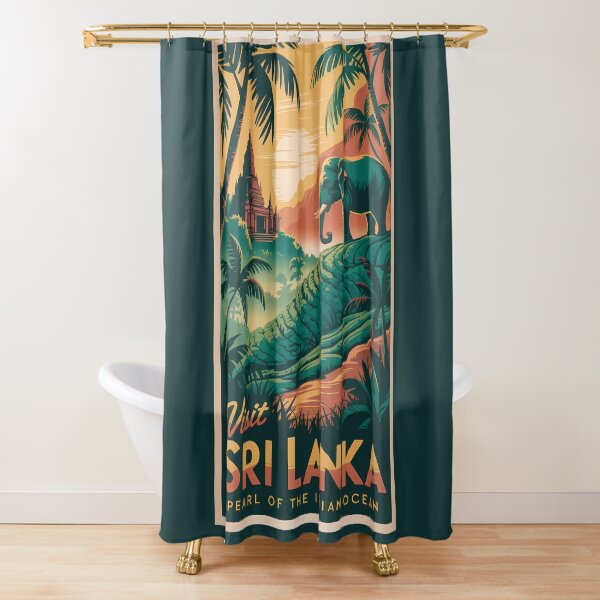 Item preview, Sri Lanka Landscape Illustration Travel Art Vintage designed and sold by KrisSidDesigns.