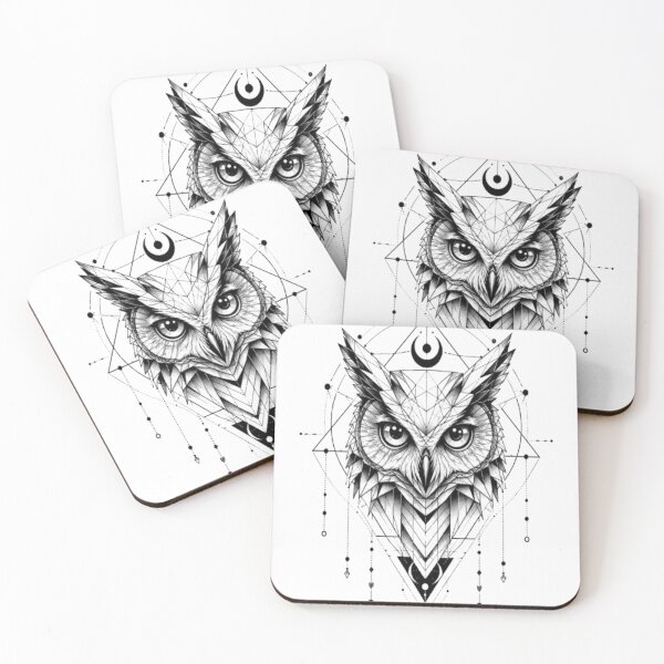 Item preview, Geometric Owl Sacred Geometry Sticker | Mystic Black and White Owl Art designed and sold by GRYFFWEAR.