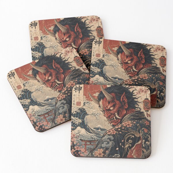 Item preview, Oni Samurai Ukiyo E Japanese Demon Mask Warrior Art Print designed and sold by Vandy Fullam.