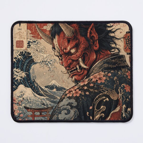 Item preview, Oni Samurai Ukiyo E Japanese Demon Mask Warrior Art Print designed and sold by Vandy Fullam.