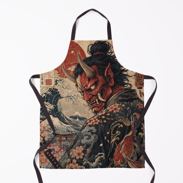 Item preview, Oni Samurai Ukiyo E Japanese Demon Mask Warrior Art Print designed and sold by Vandy Fullam.