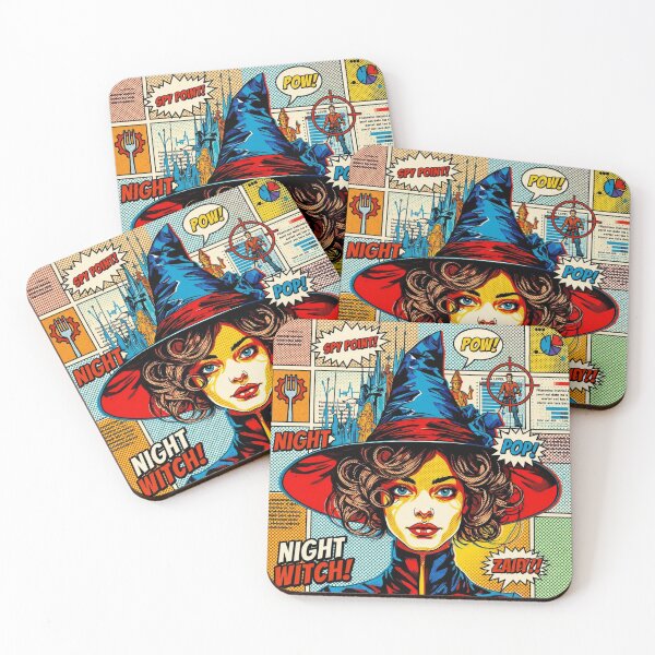 Item preview, Pop art graphic, pretty witch portrait, magic hat, colorful festival designed and sold by G-M-Designs.