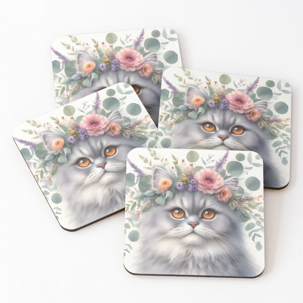 Item preview, Elegant cat with floral crown - Soft art designed and sold by davidromapixel.