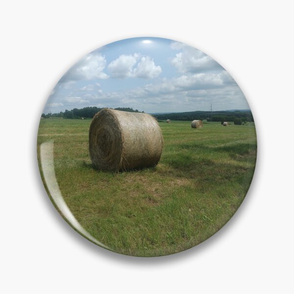 Item preview, Summer hay bales in a green field. designed and sold by MyHappyArtShop.