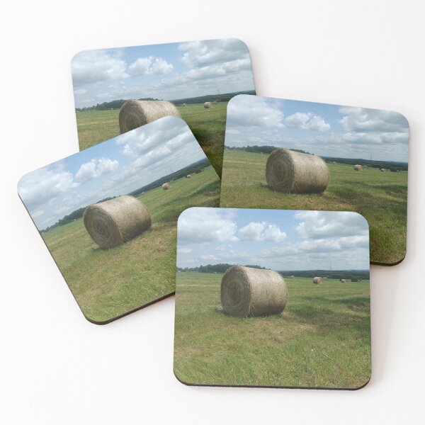 Item preview, Summer hay bales in a green field. designed and sold by MyHappyArtShop.