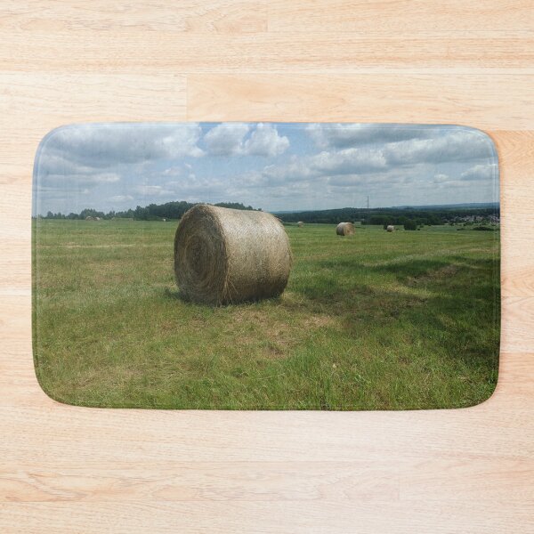 Item preview, Summer hay bales in a green field. designed and sold by MyHappyArtShop.