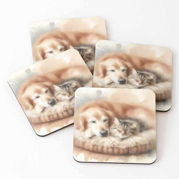 Item preview, Serene rest - Dog and cat in harmony designed and sold by davidromapixel.