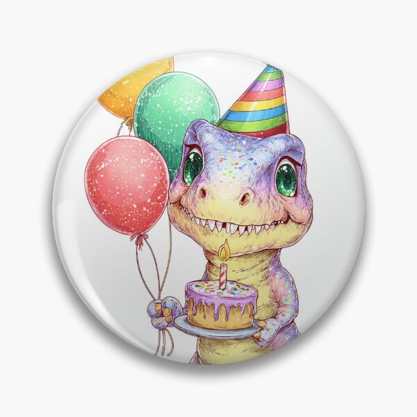 Artikelvorschau, Niedlicher lila T-Rex-Geburtstagsdinosaurier mit Kuchen entworfen und verkauft von Tronstell.
