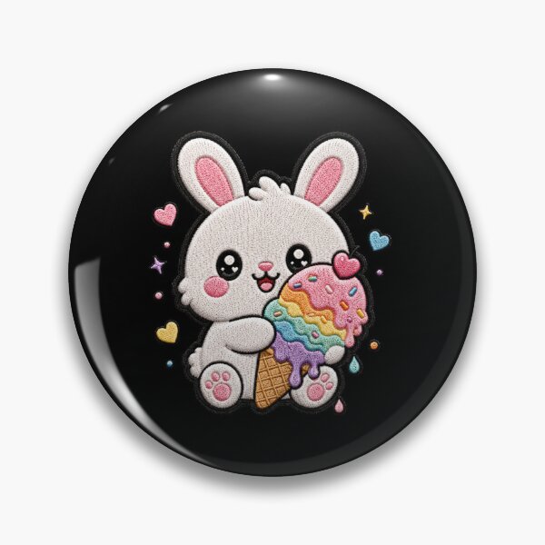 Item preview, Bunny Ice Cream Embroidery Patch Cute Kawaii designed and sold by ColorSplash123.