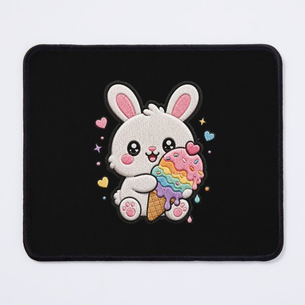 Item preview, Bunny Ice Cream Embroidery Patch Cute Kawaii designed and sold by ColorSplash123.
