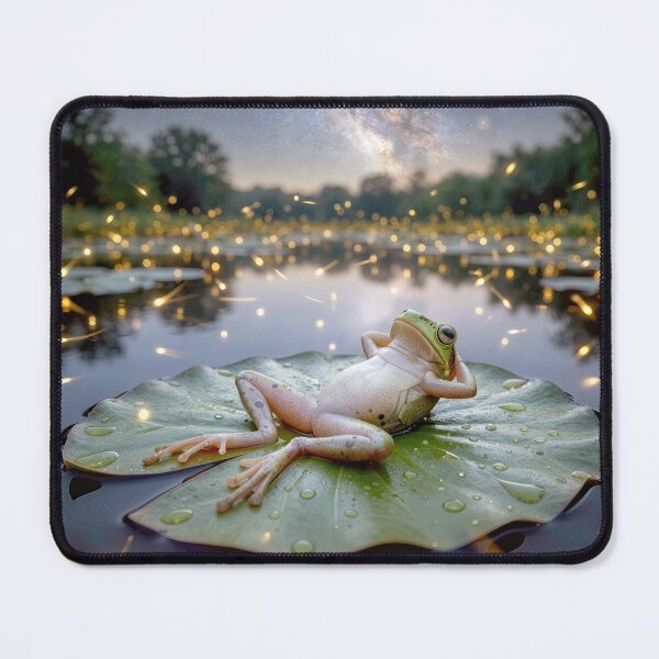 Item preview, Frog Reclining on a Lily Pad with Fireflies designed and sold by Maria Dryfhout.