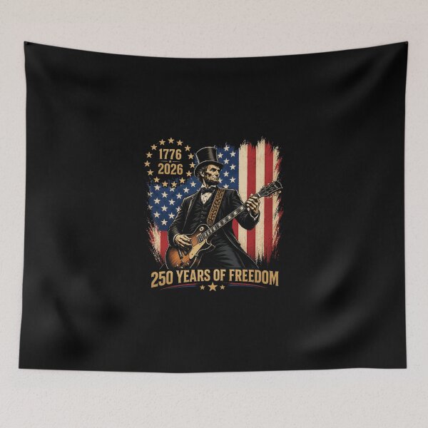 Item preview, 250 Years 1776-2026 USA Flag Abe Lincoln Playing Guitar designed and sold by D4nnyBoiArt.