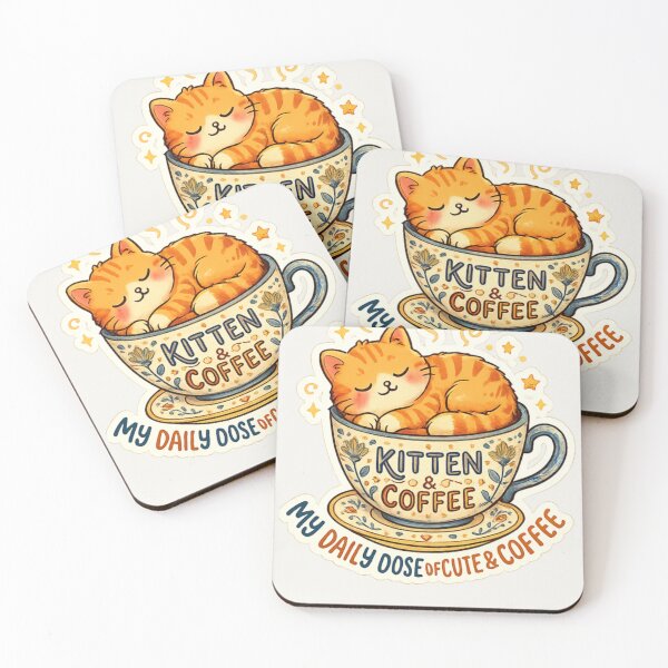 Item preview, Kitten & Coffee Cute Cat Sticker | Cozy Sleeping Orange Cat in Coffee Cup Design designed and sold by arifali786.