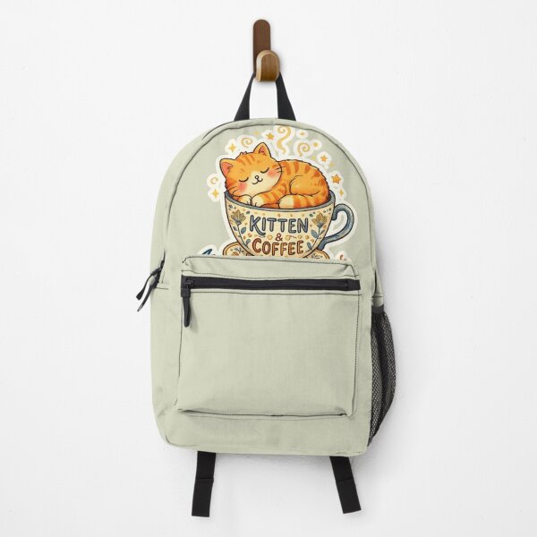 Item preview, Kitten & Coffee Cute Cat Sticker | Cozy Sleeping Orange Cat in Coffee Cup Design designed and sold by arifali786.
