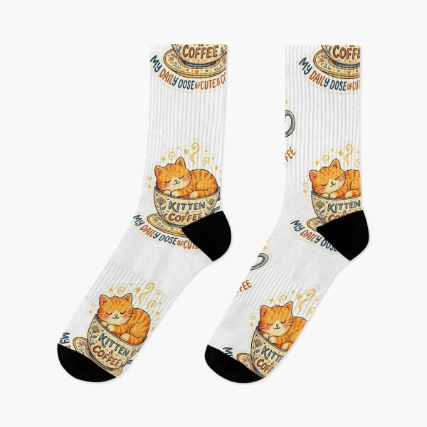 Item preview, Kitten & Coffee Cute Cat Sticker | Cozy Sleeping Orange Cat in Coffee Cup Design designed and sold by arifali786.