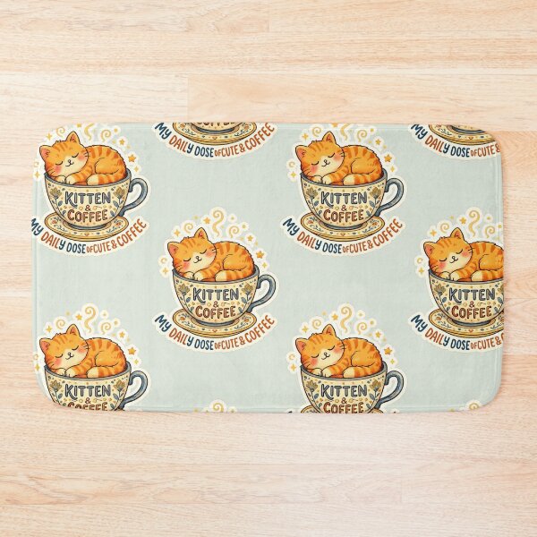 Item preview, Kitten & Coffee Cute Cat Sticker | Cozy Sleeping Orange Cat in Coffee Cup Design designed and sold by arifali786.