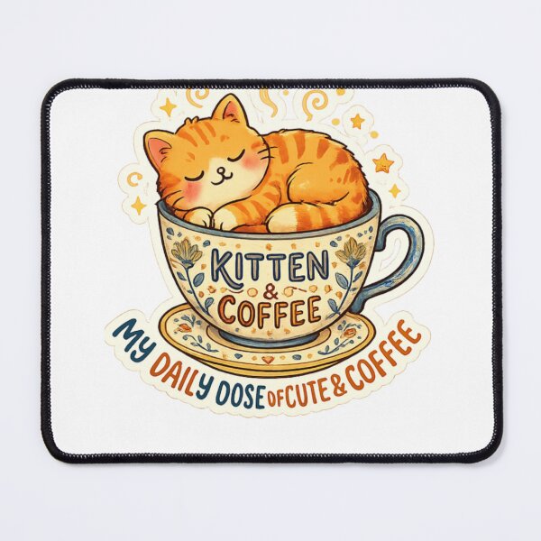 Item preview, Kitten & Coffee Cute Cat Sticker | Cozy Sleeping Orange Cat in Coffee Cup Design designed and sold by arifali786.